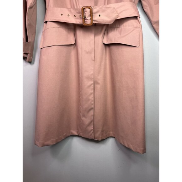 VTG PIOGGIA Count Romi 70s Italian Pink Peach Belt Trench Coat Women 10 - Picture 4 of 14